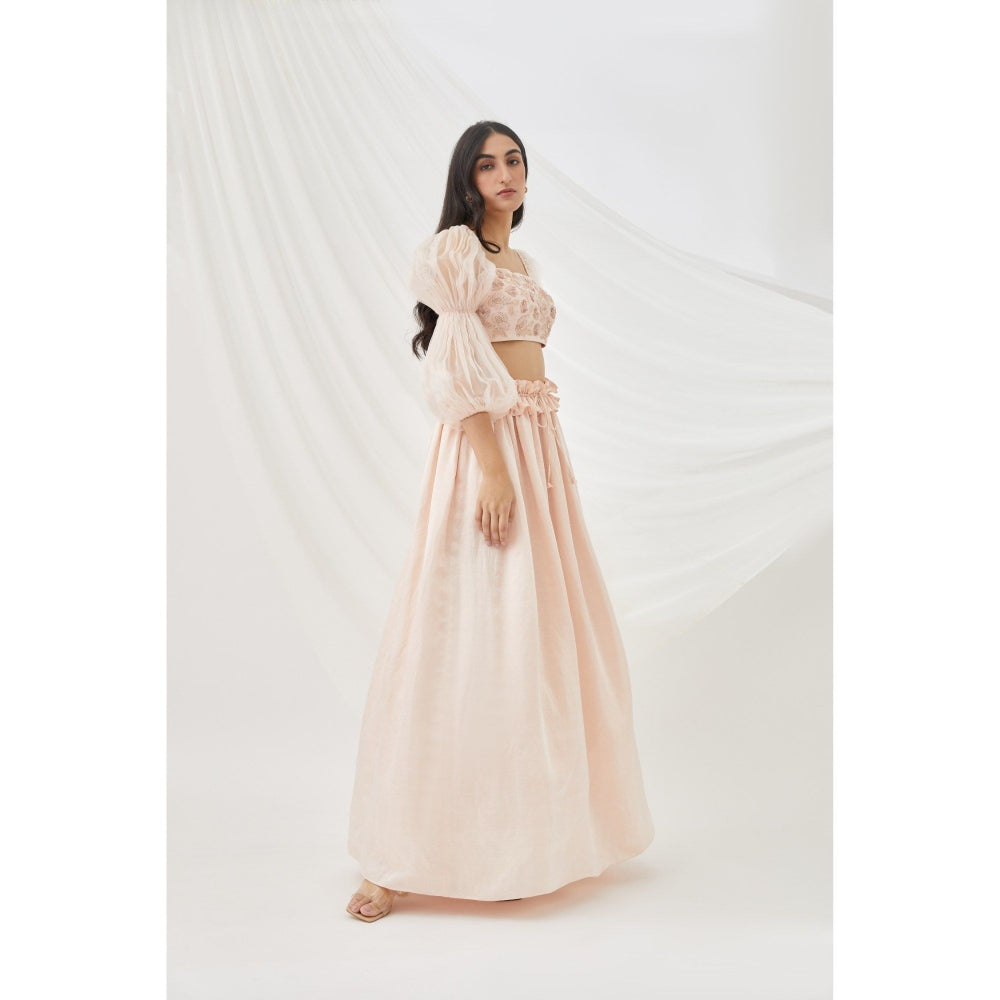 Lavanya Ahuja Blush Billow & Breeze Lehenga & Blouse with Dupatta (Set of 3)