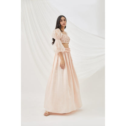 Lavanya Ahuja Blush Billow & Breeze Lehenga & Blouse with Dupatta (Set of 3)