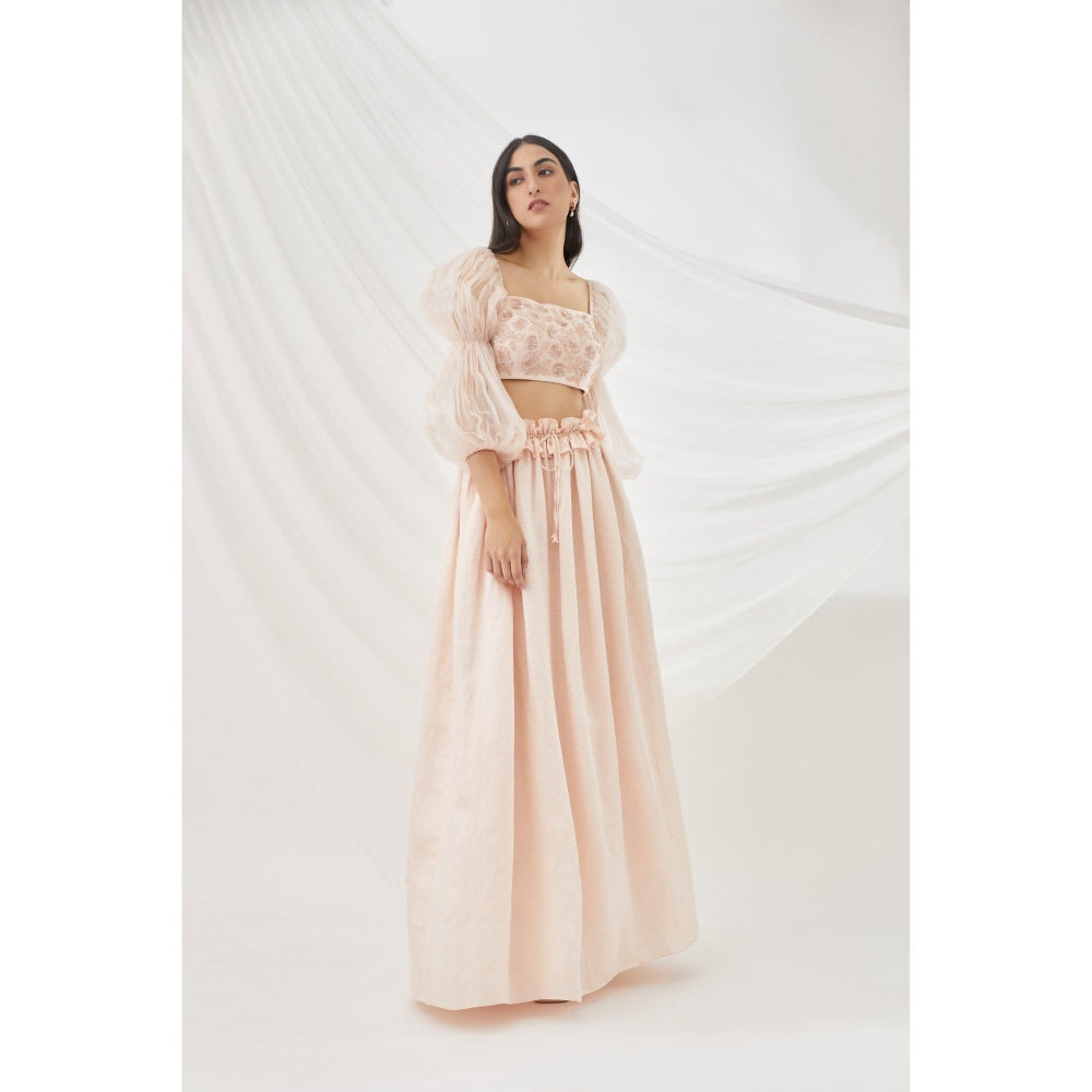 Lavanya Ahuja Blush Billow & Breeze Lehenga & Blouse with Dupatta (Set of 3)