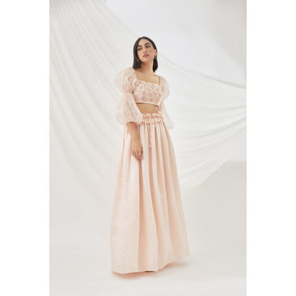Lavanya Ahuja Blush Billow & Breeze Lehenga & Blouse with Dupatta (Set of 3)