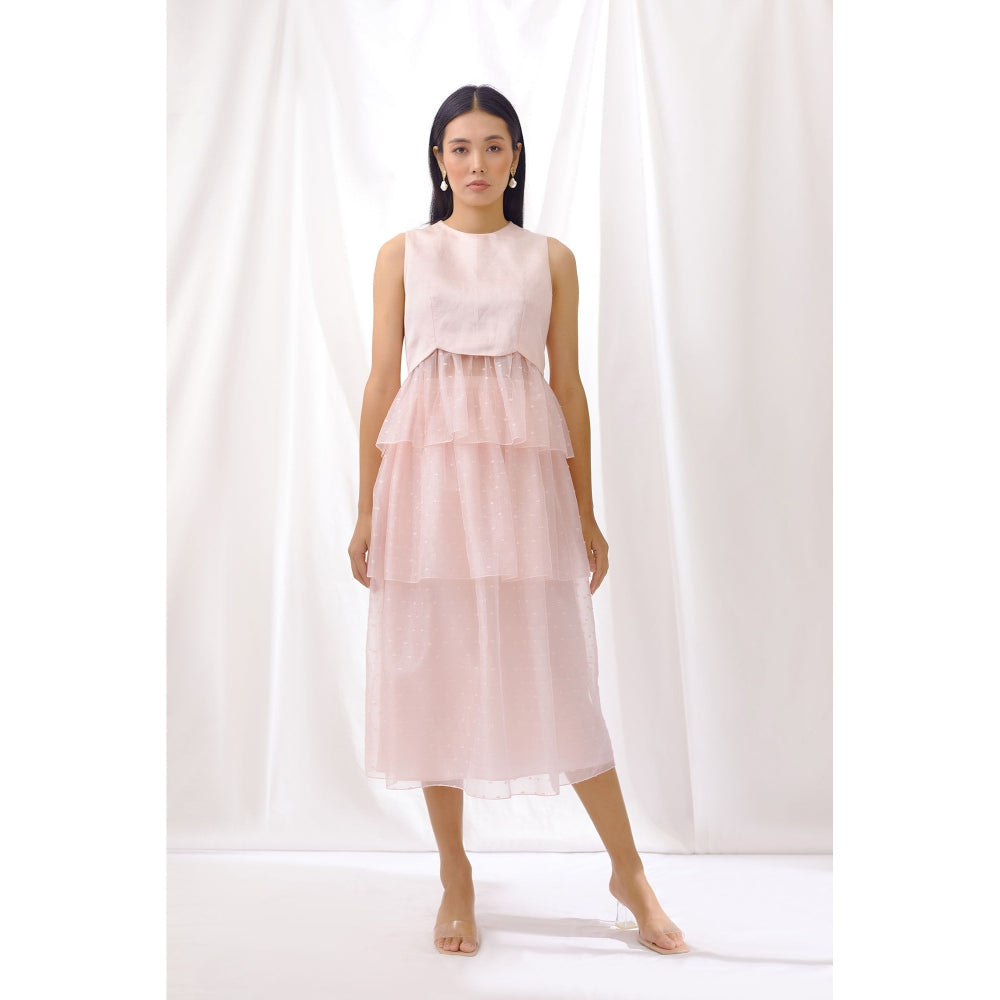 Lavanya Ahuja Rosewater Peplum Top and Skirt (Set of 2)