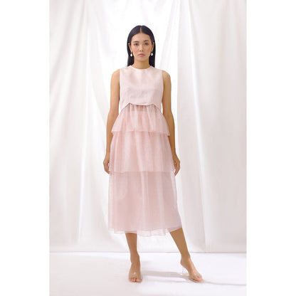 Lavanya Ahuja Rosewater Peplum Top and Skirt (Set of 2)
