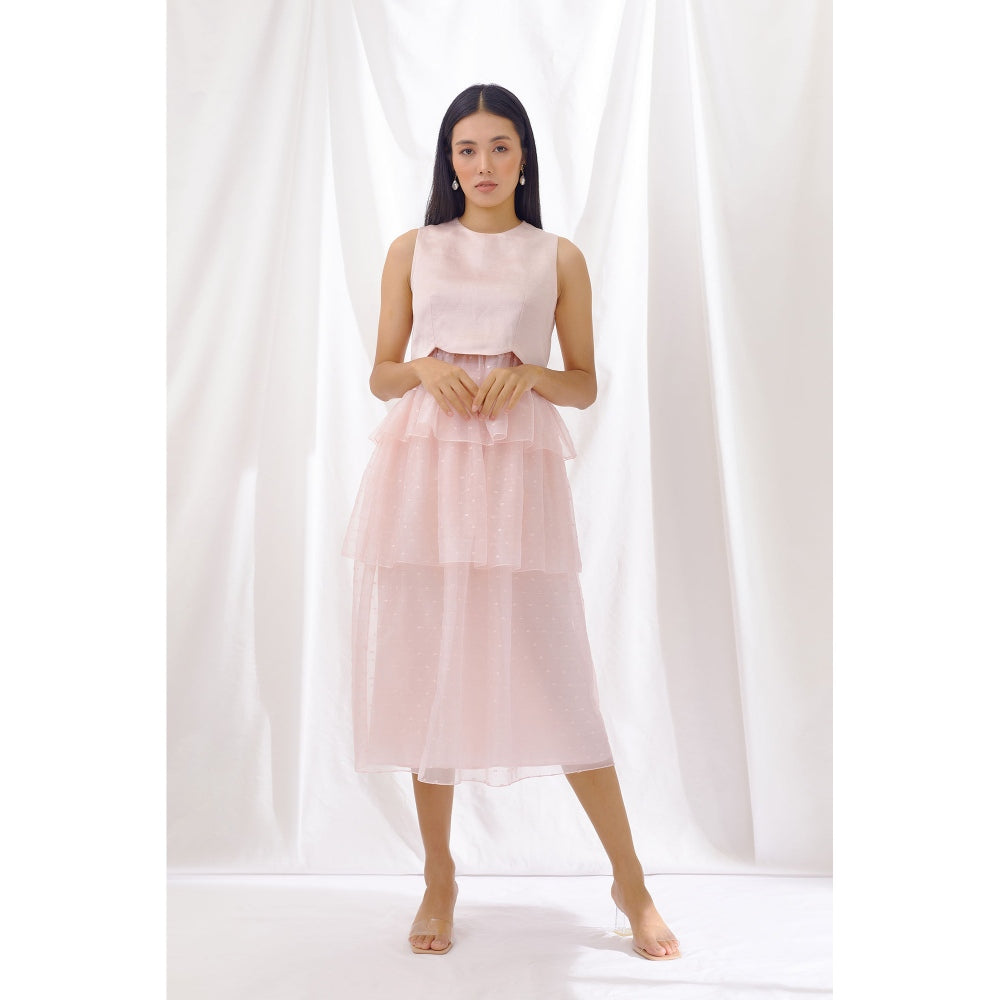 Lavanya Ahuja Rosewater Peplum Top and Skirt (Set of 2)