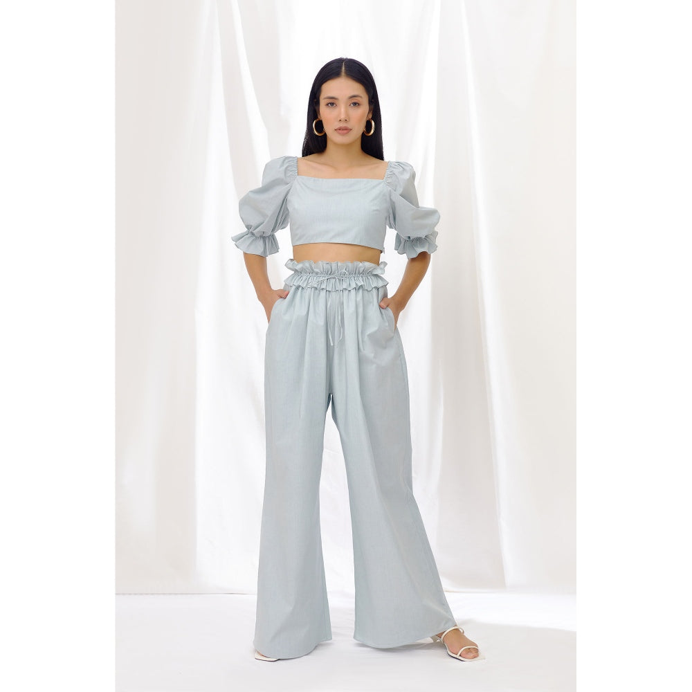 Lavanya Ahuja Seafoam Crop Top and Drawstring Pant (Set of 2)
