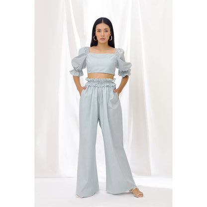 Lavanya Ahuja Seafoam Crop Top and Drawstring Pant (Set of 2)
