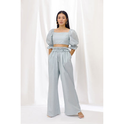 Lavanya Ahuja Seafoam Crop Top and Drawstring Pant (Set of 2)