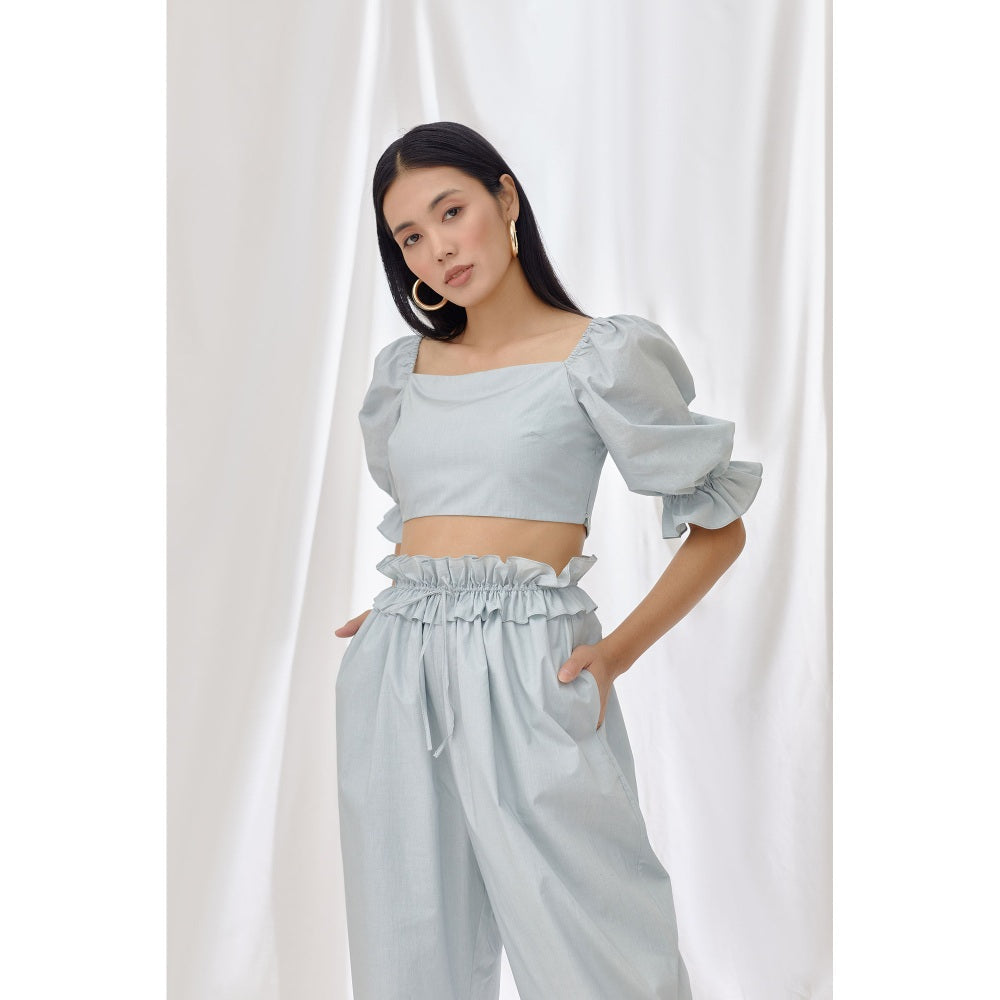 Lavanya Ahuja Seafoam Crop Top and Drawstring Pant (Set of 2)