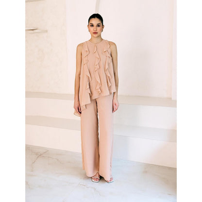 Lavanya Ahuja Beige Waves Tunic with Pant (Set of 2)