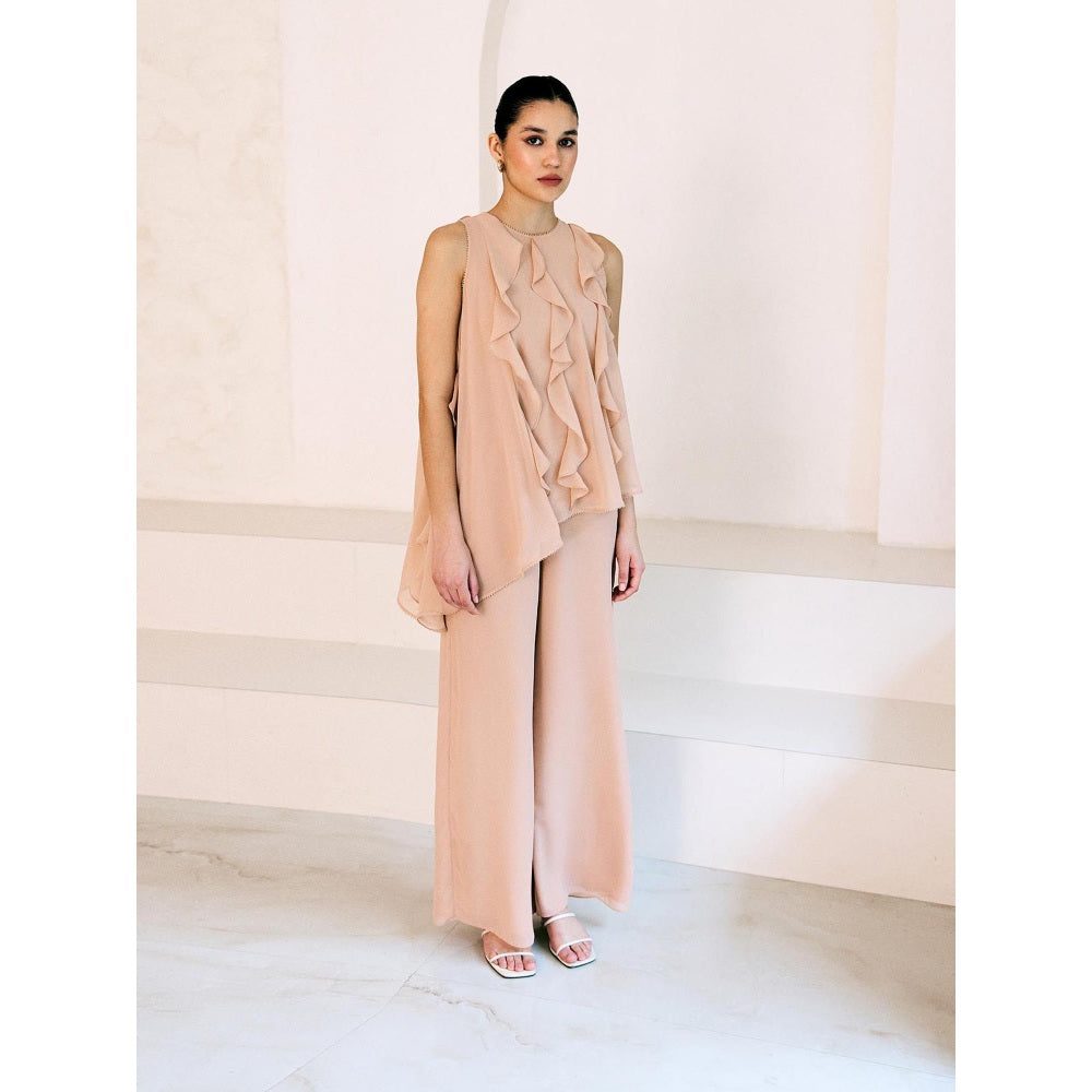 Lavanya Ahuja Beige Waves Tunic with Pant (Set of 2)