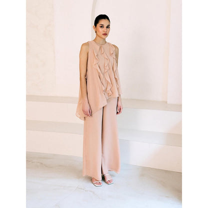 Lavanya Ahuja Beige Waves Tunic with Pant (Set of 2)