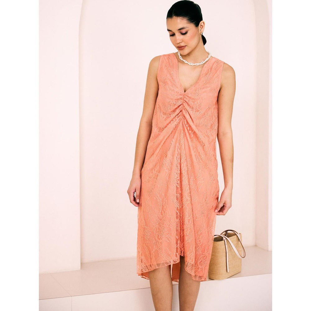 Lavanya Ahuja Peach Sunset Gathered Dress