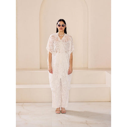 Lavanya Ahuja Pearly White Kaftan with Pant (Set of 2)
