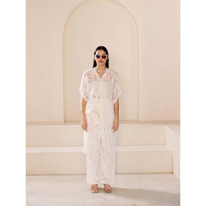 Lavanya Ahuja Pearly White Kaftan with Pant (Set of 2)