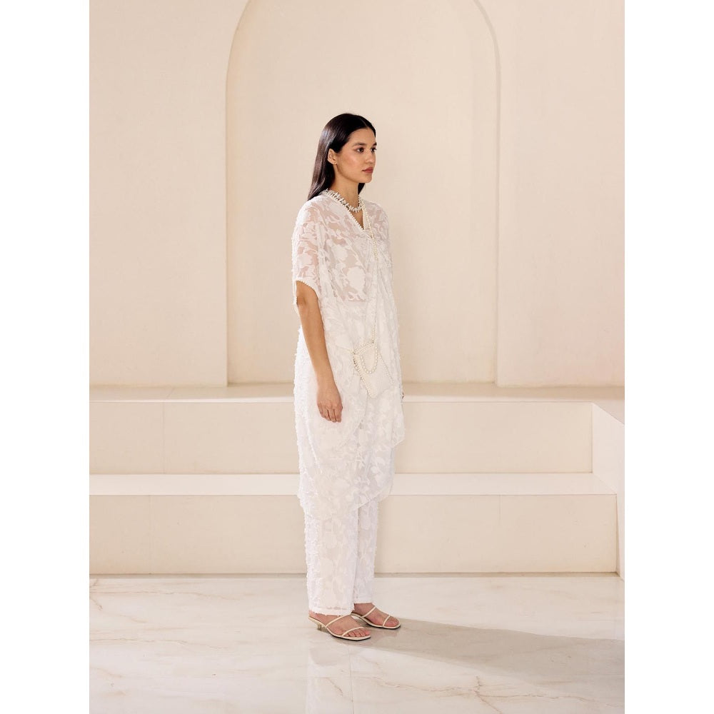 Lavanya Ahuja Pearly White Kaftan with Pant (Set of 2)