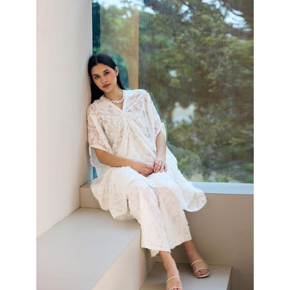 Lavanya Ahuja Pearly White Kaftan with Pant (Set of 2)