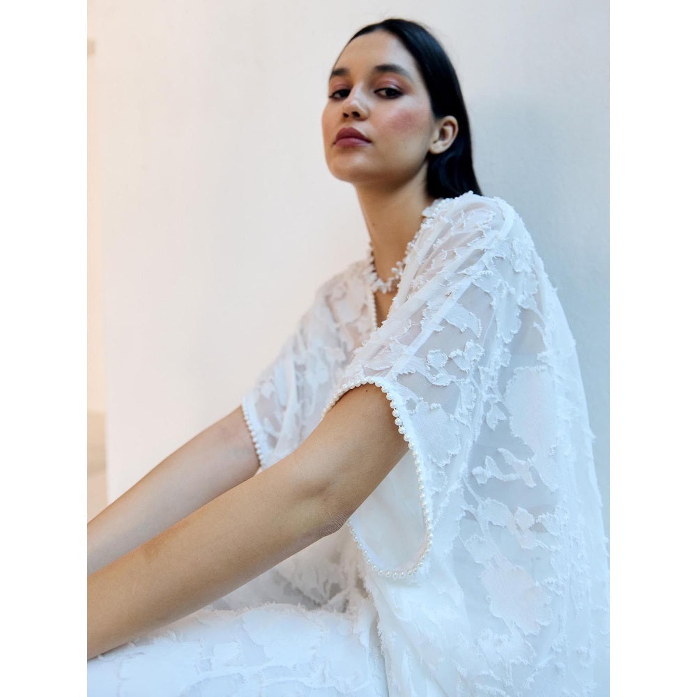 Lavanya Ahuja Pearly White Kaftan with Pant (Set of 2)