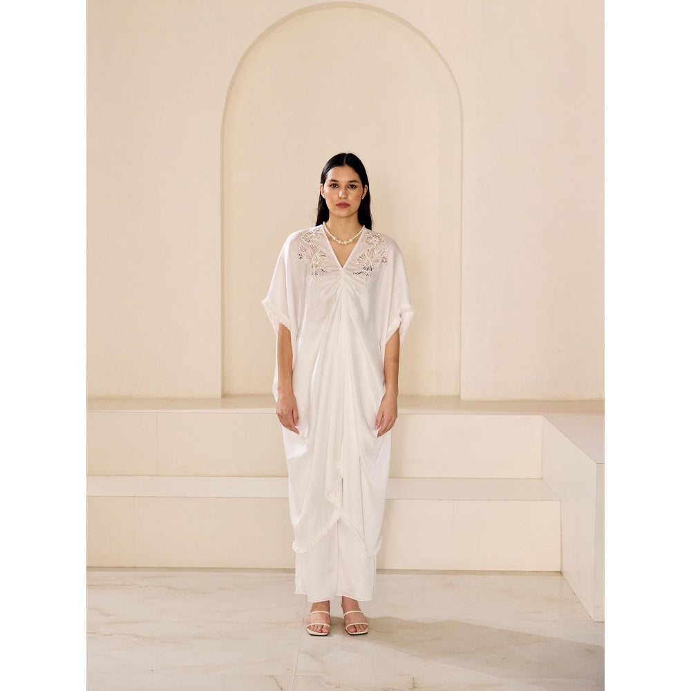 Lavanya Ahuja Pearly White Kaftan with Pant (Set of 2)