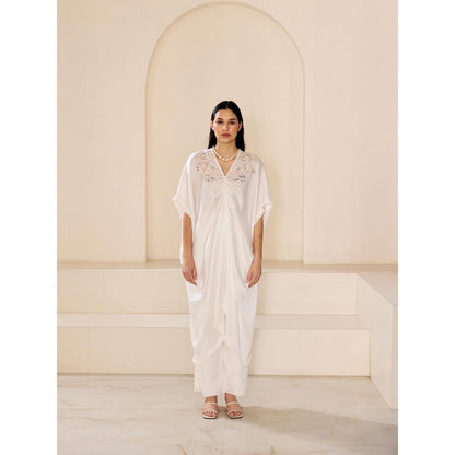 Lavanya Ahuja Pearly White Kaftan with Pant (Set of 2)