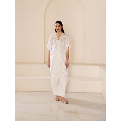 Lavanya Ahuja Pearly White Kaftan with Pant (Set of 2)