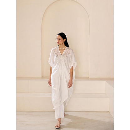 Lavanya Ahuja Pearly White Kaftan with Pant (Set of 2)