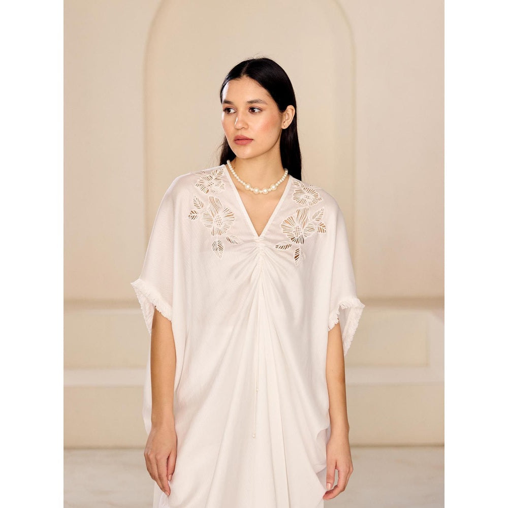 Lavanya Ahuja Pearly White Kaftan with Pant (Set of 2)