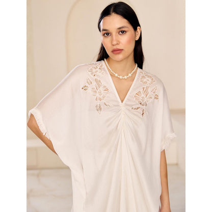 Lavanya Ahuja Pearly White Kaftan with Pant (Set of 2)