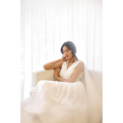 Lavanya Ahuja Ivory Sharara with Embroidery Peplum Top and Dupatta (Set of 3)