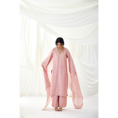 Lavanya Ahuja Pink Rose Kurta with Pant and Dupatta (Set of 3)