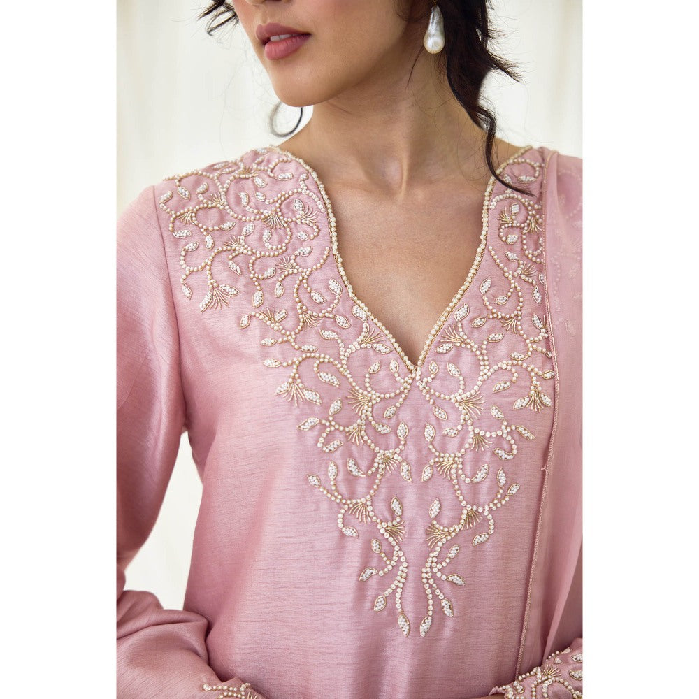 Lavanya Ahuja Pink Rose Kurta with Pant and Dupatta (Set of 3)