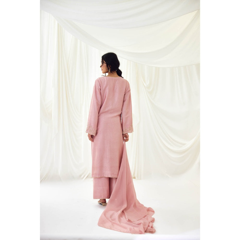 Lavanya Ahuja Pink Rose Kurta with Pant and Dupatta (Set of 3)