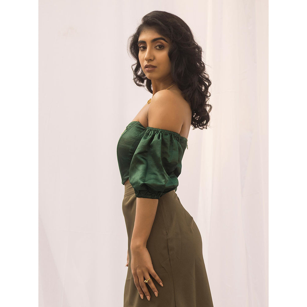 Lea Clothing Loretta Emerald Silk Corset Top