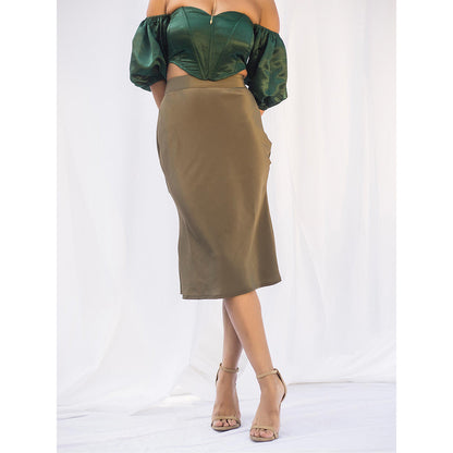 Lea Clothing Loretta Emerald Silk Corset Top