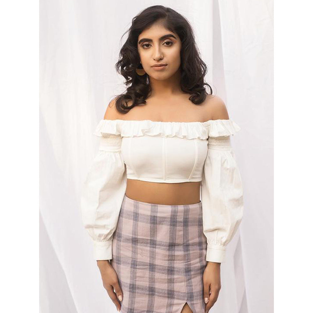 Lea Clothing Giselle White Frill Corset Top