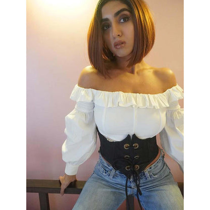 Lea Clothing Giselle White Frill Corset Top