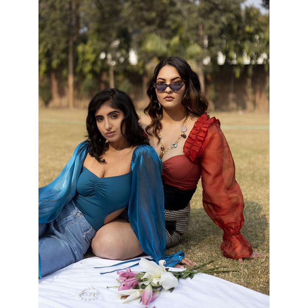 Lea Clothing Eliza Teal Organza Bodysuit