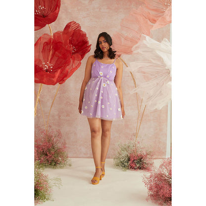 Lea Clothing Lila Lavender Daisy Corset Mini Dress