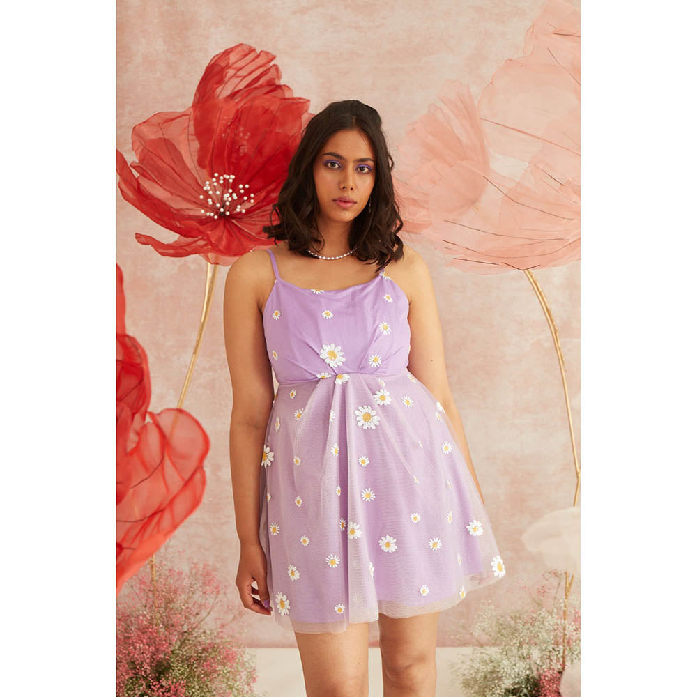 Lea Clothing Lila Lavender Daisy Corset Mini Dress