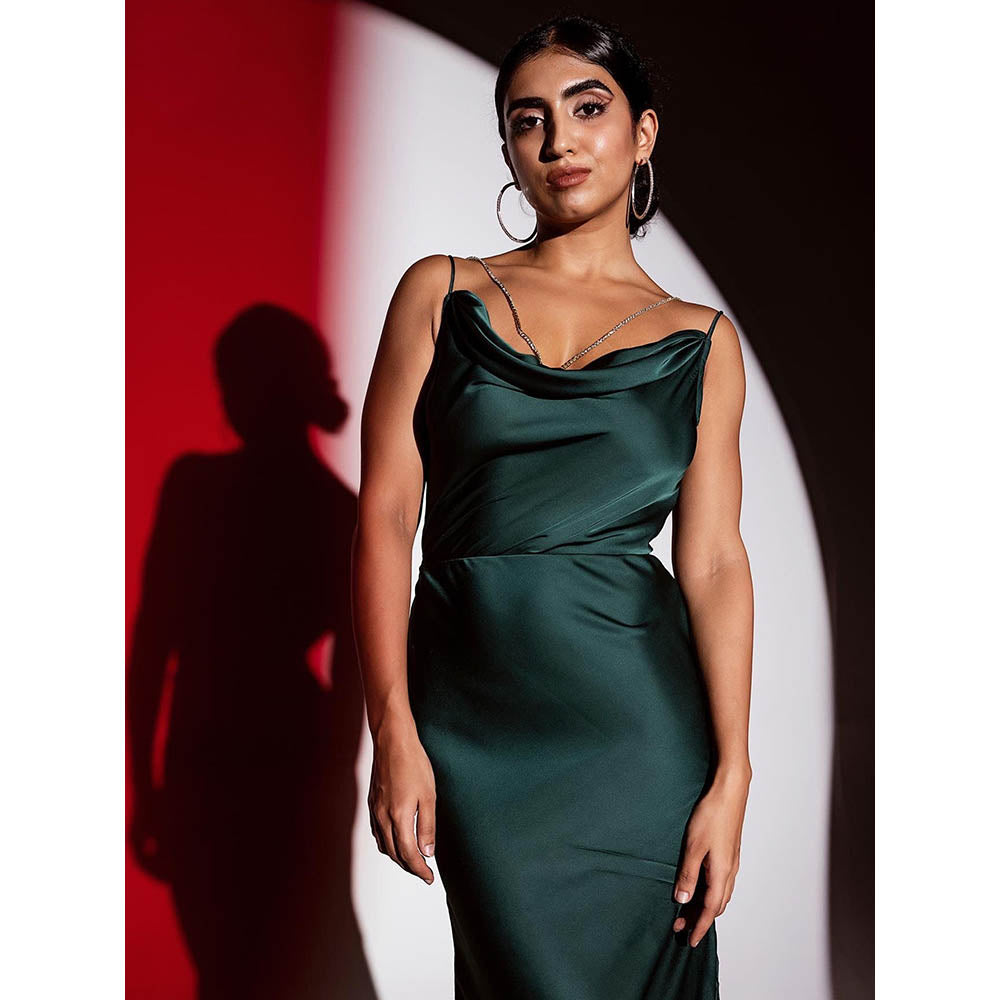 Lea Clothing Esmerelda Emerald Armani Satin Slip Gown