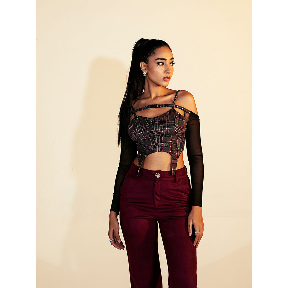 Lea Clothing Amada Red Faux Suede Flare Pants