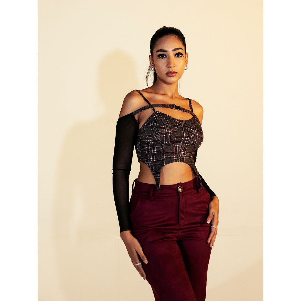 Lea Clothing Amada Red Faux Suede Flare Pants