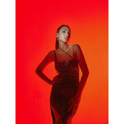 Lea Clothing Santana Black Shine Cut Out Dress