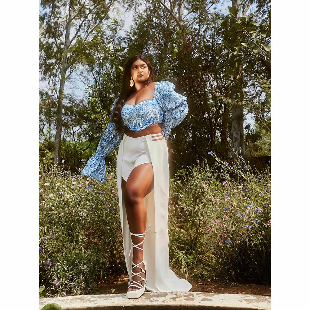 Lea Clothing Yelena Blue & White and Pants (Set of 2)