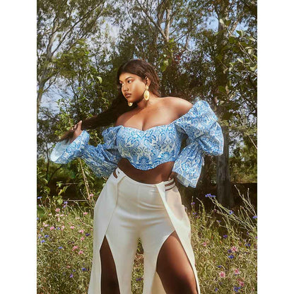 Lea Clothing Yelena Blue & White and Pants (Set of 2)
