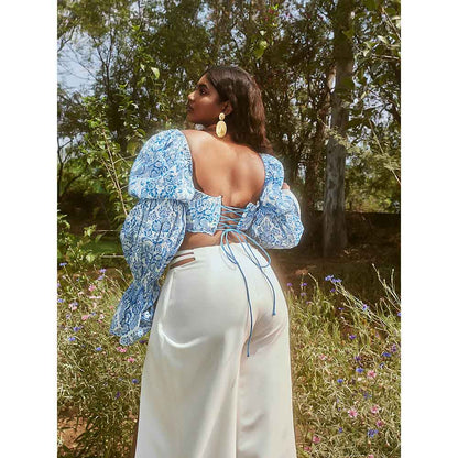 Lea Clothing Yelena Blue & White and Pants (Set of 2)