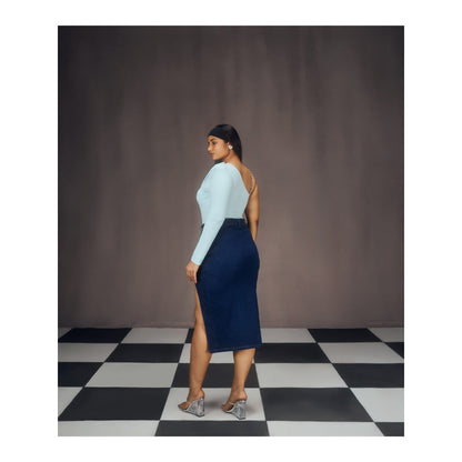 Lea Clothing Lisa Blue Bodysuit & Denim Skirt Co-Ord (Set of 2)