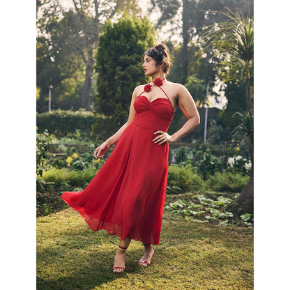 Lea Clothing Ingrid Red A-Line Dress