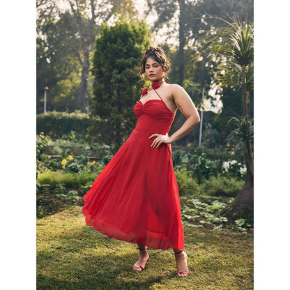 Lea Clothing Ingrid Red A-Line Dress