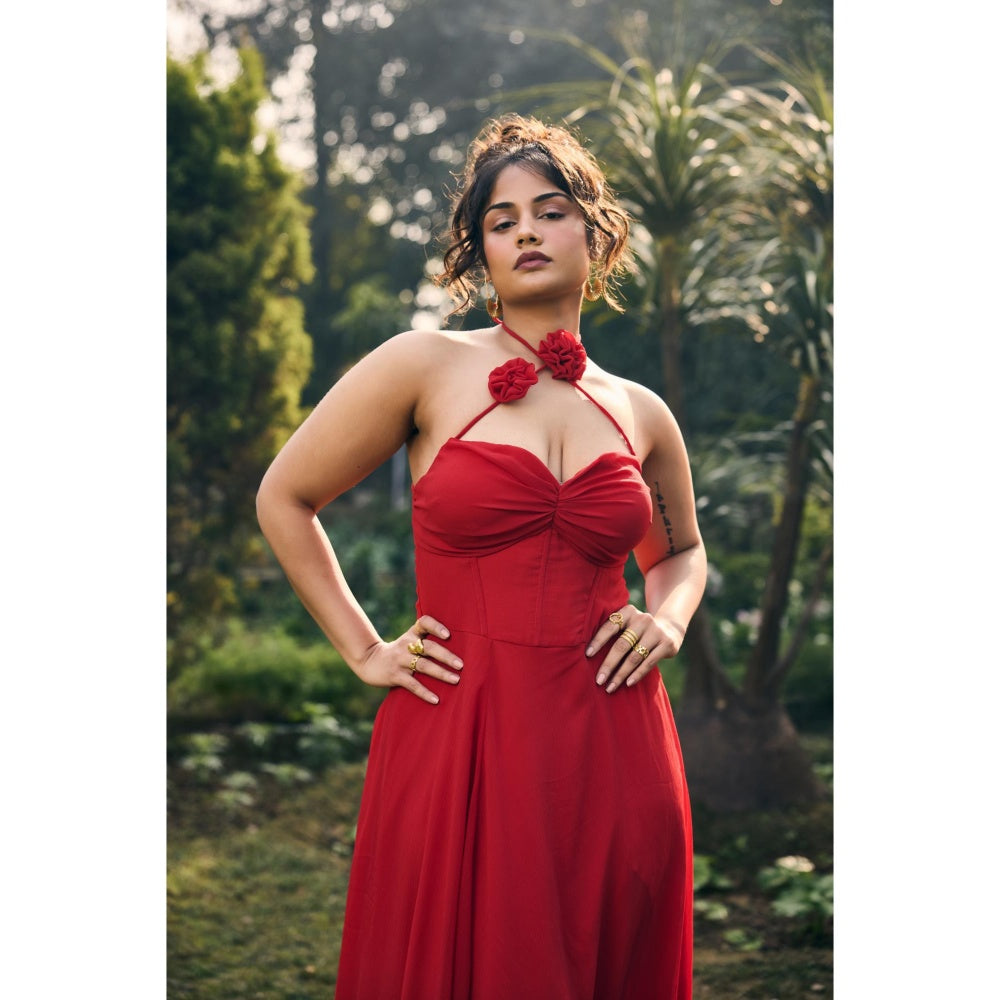 Lea Clothing Ingrid Red A-Line Dress