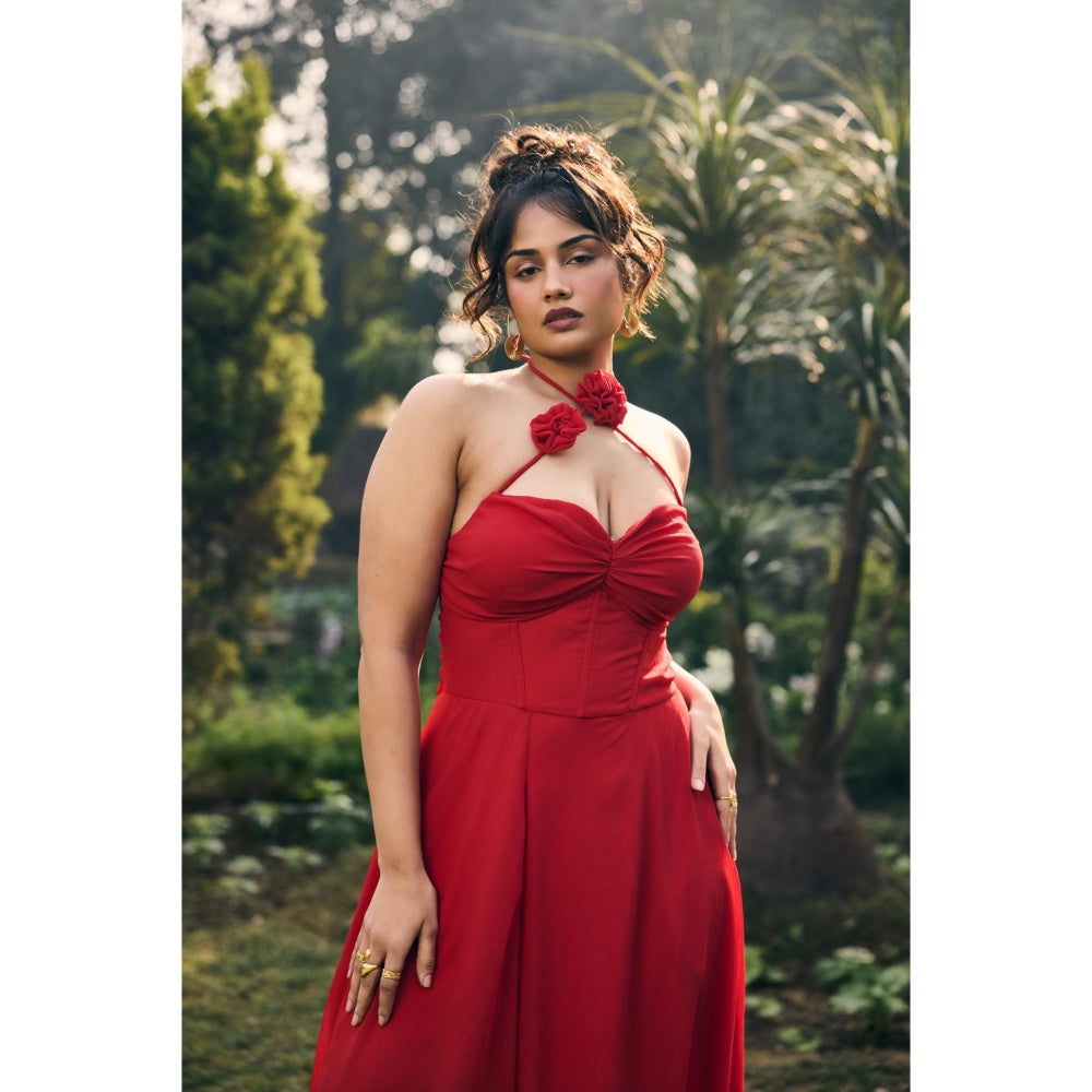 Lea Clothing Ingrid Red A-Line Dress