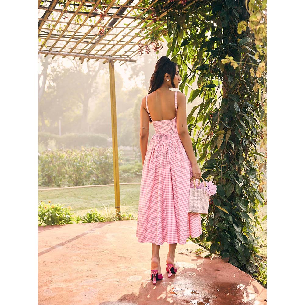 Lea Clothing Alaya Pink Midi Corset Dress